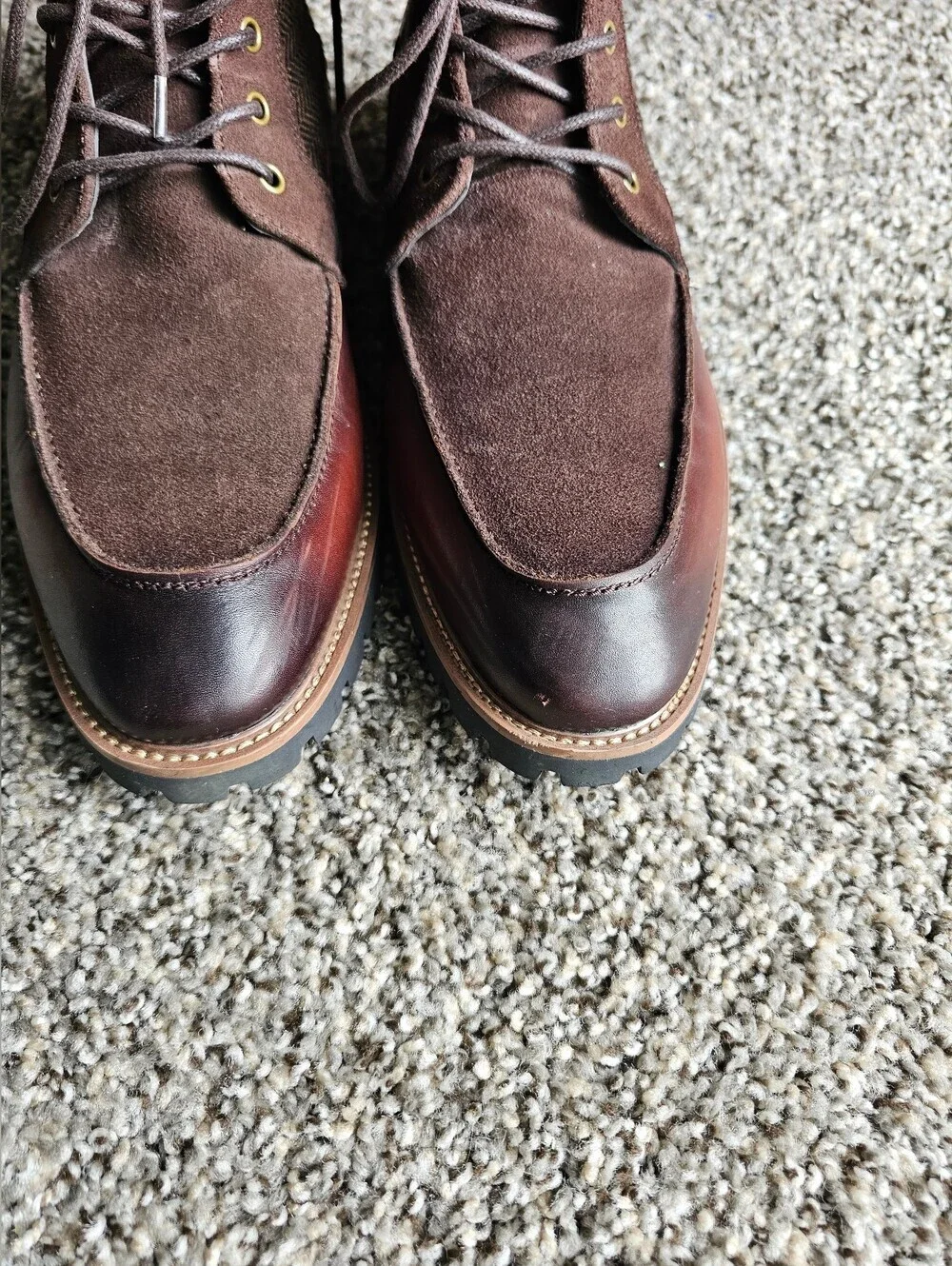 LAMILANO Men's Brown Leather & Suede Lace-Up Boots